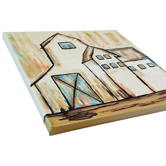 Rustic Barn Canvas Art Painting Signed By RP Artist 12" X 12" Farmhouse Decor - Picture 4 of 10